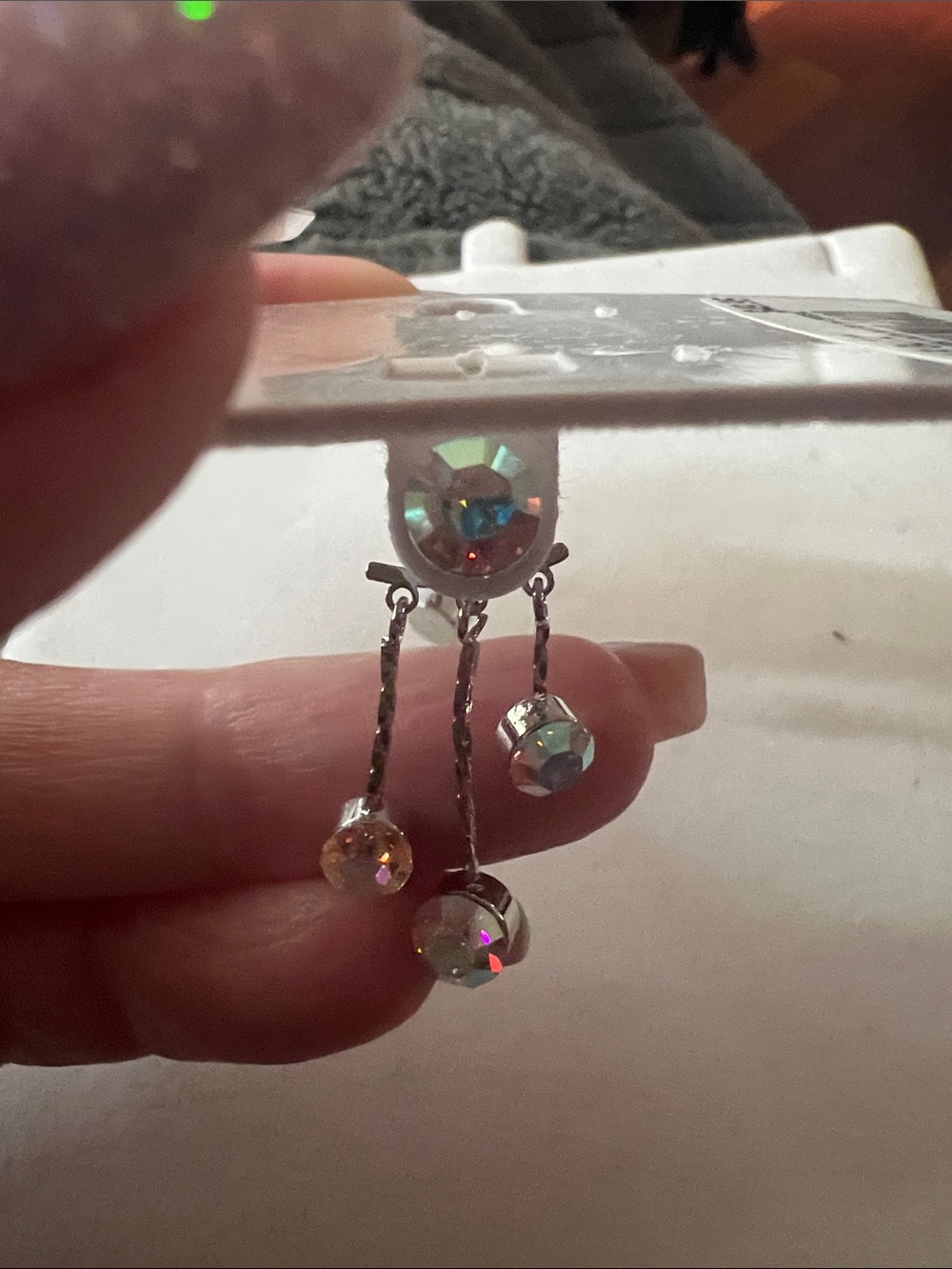 Aurora Crystal Drop Earrings with Iridescent Beads
